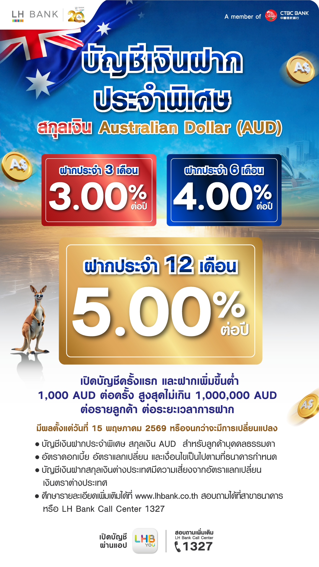 บัญชีเงินฝากประจำพิเศษ สกุลเงิน Australian Dollar (AUD)
