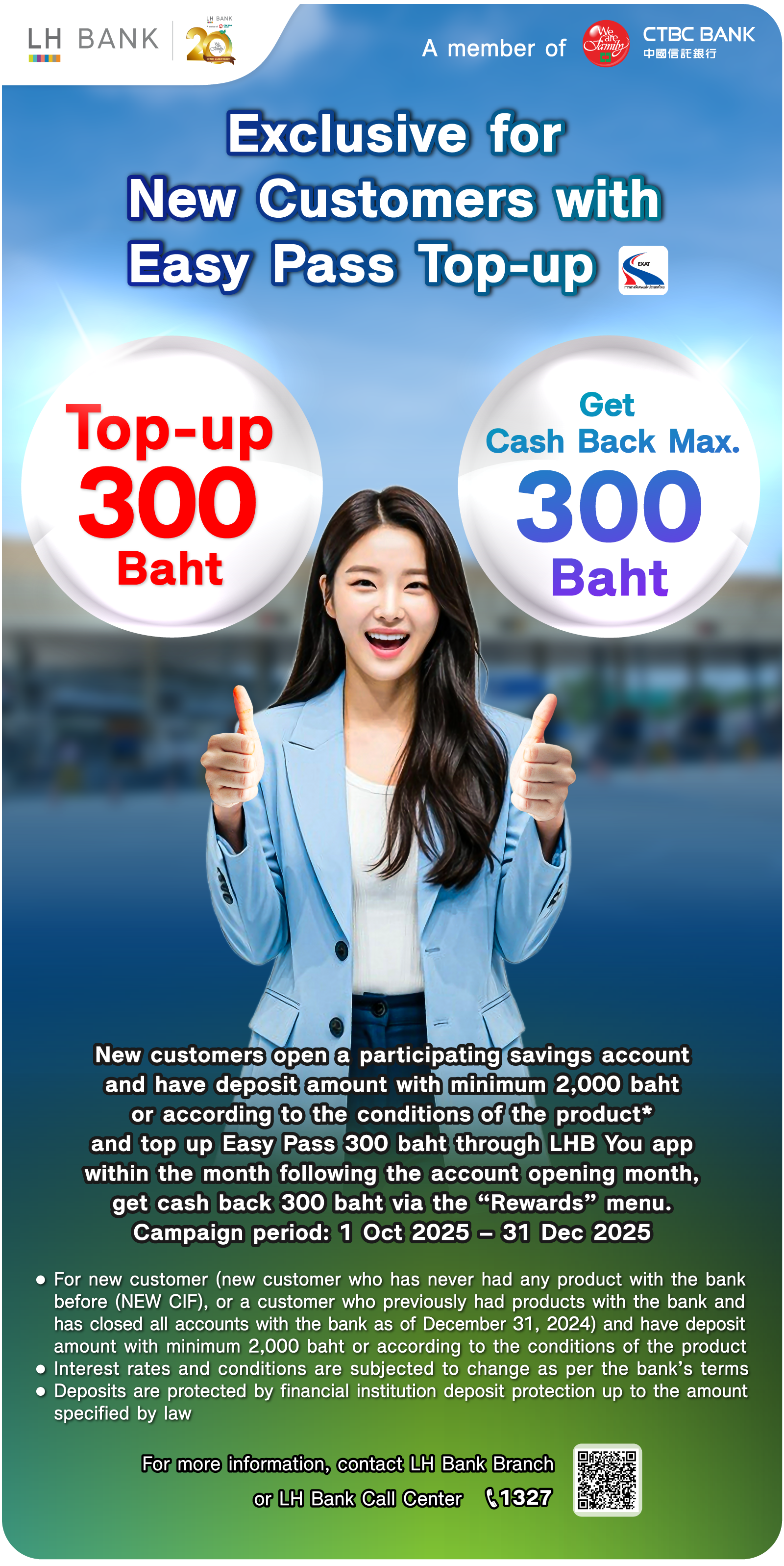 Exclusive for New Customers with Easy Pass Top-up 300 Baht Get Cash Back 300 Baht