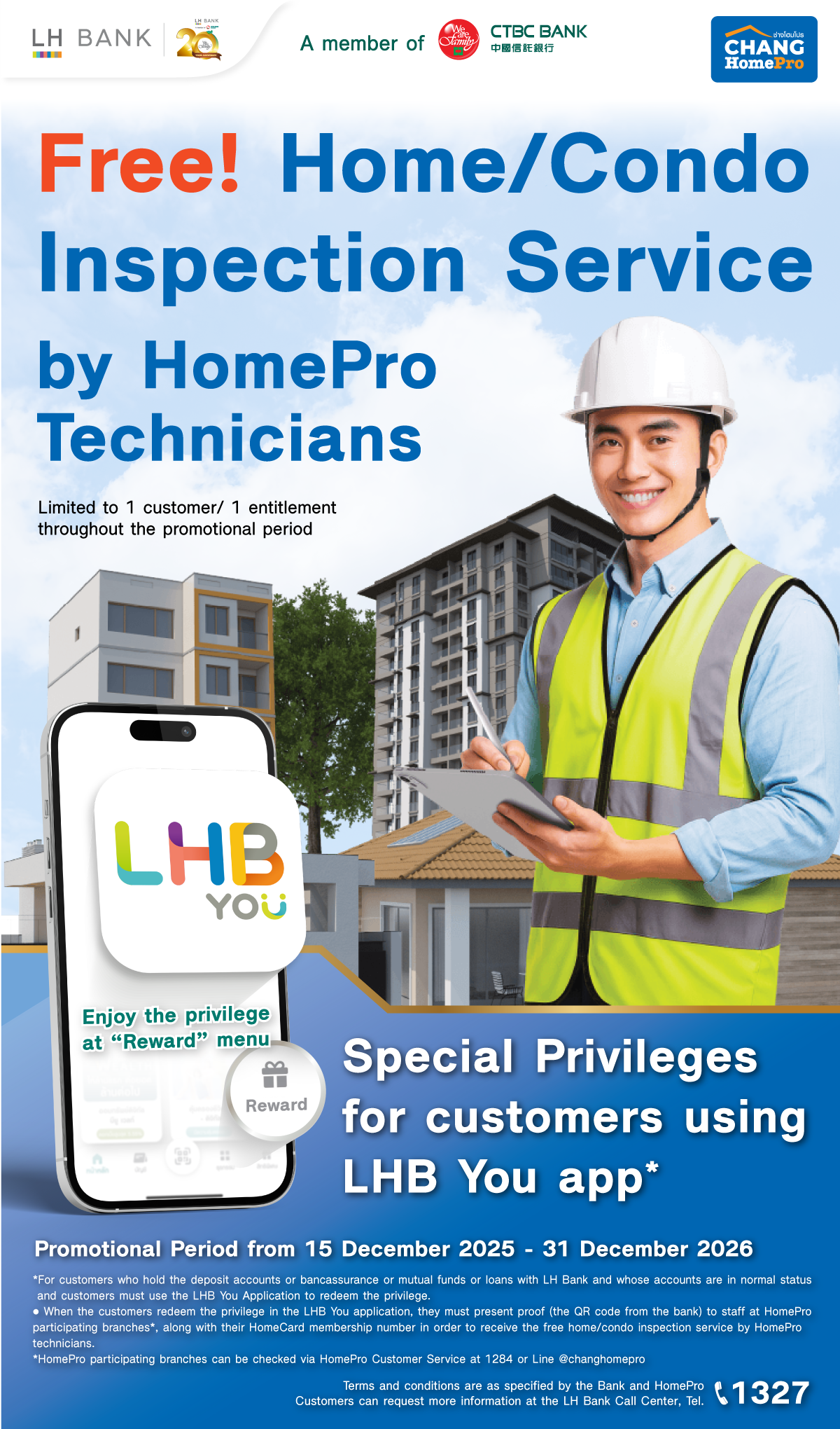 Special Privileges for LHB You customers, Free! Home/Condo Inspection Service by HomePro Technicians.