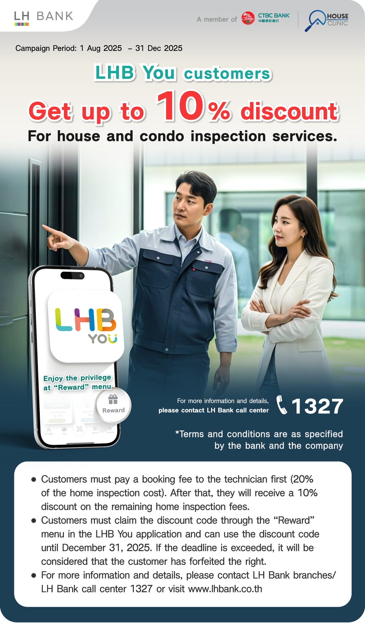 LHB You customers Get up to 10% discount For house and condo inspection services at House Clinic.