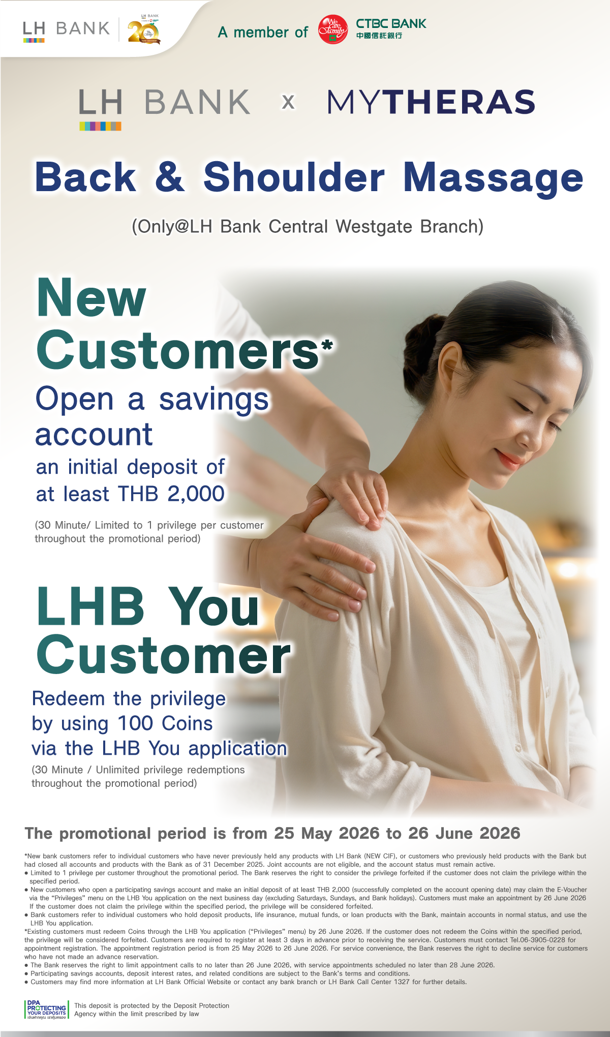 FLHB You customers get Back & Shoulder Massage at MyTheras only @ LH Bank Central WestGate Branch