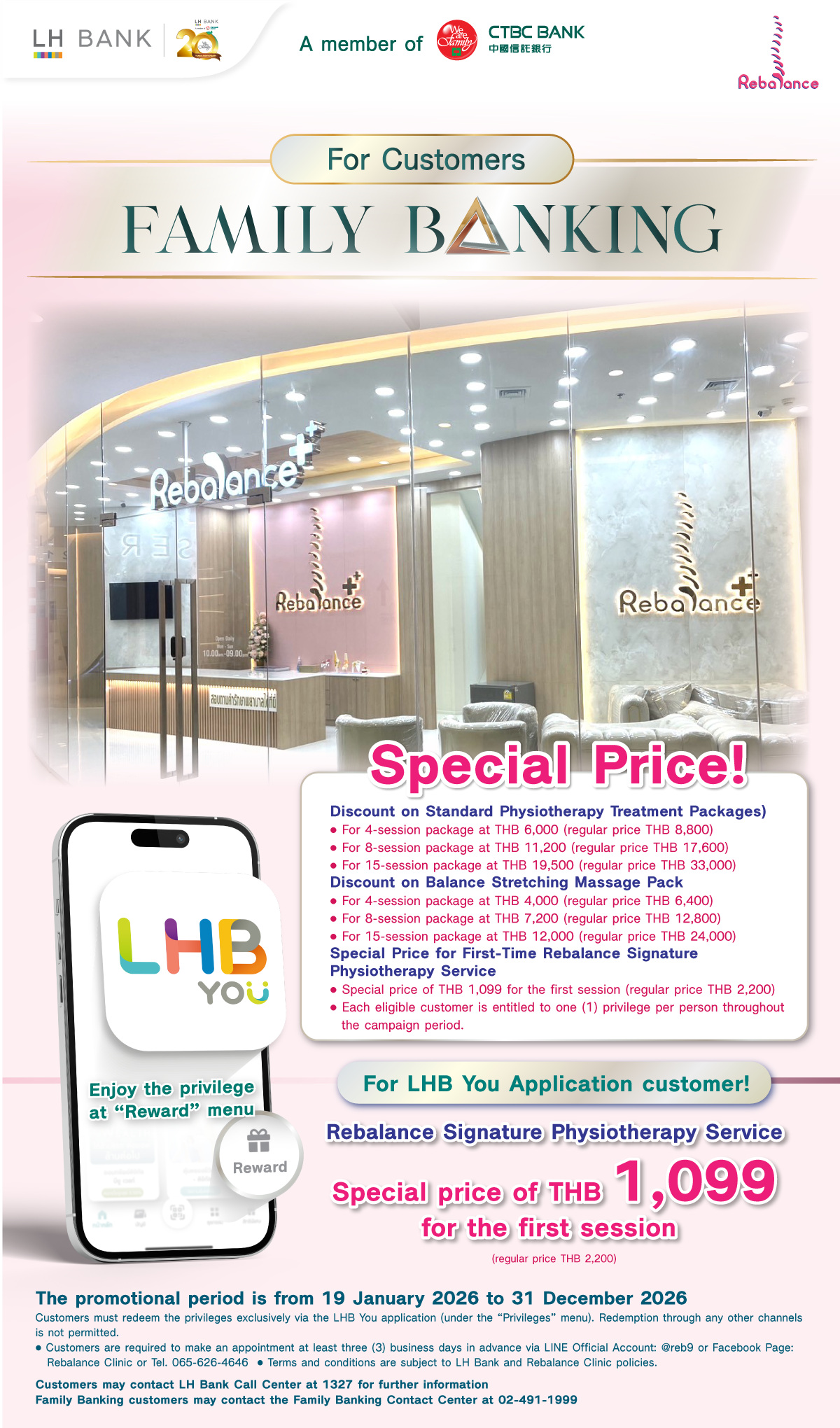 Family Banking customers get Special Price at Rebalance Signature Physiotherapy Service